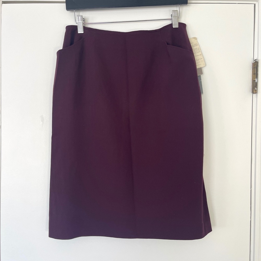 NWT Vintage Jones New York 100% Wool Pencil Skirt Women's Size 10‎ Brown Purple